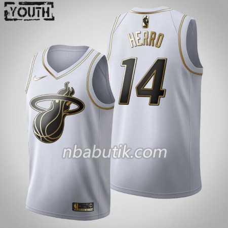 NBA Børn Trøje Miami Heat Tyler Herro 14 Nike 2019-20 Hvid Golden Edition Swingman